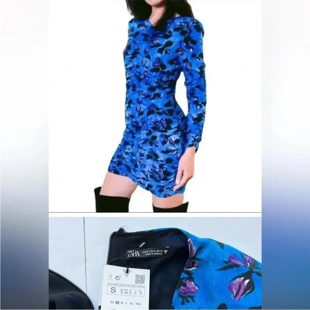 zara purple and blue dress Zara Girls Print Dress Purple/Cream/Blue Size 10